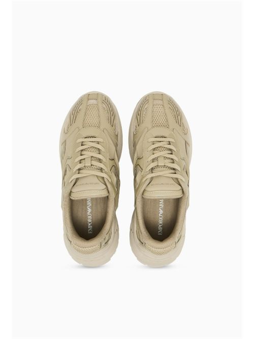 MESH AND SUEDE SNEAKERS EMPORIO ARMANI | EM004829.AF23185M6382 KELP/KELP/KELP
